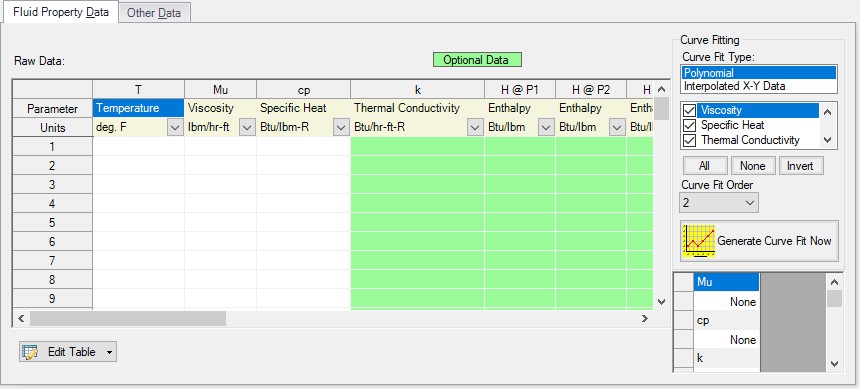 Fluid Property tab when defining a custom fluid.